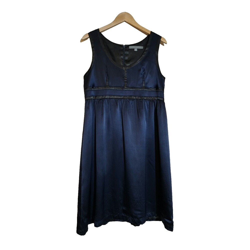 Proenza Schouler Target Silk Sleeveless Dress Navy Blue Black Trim Junior's 13